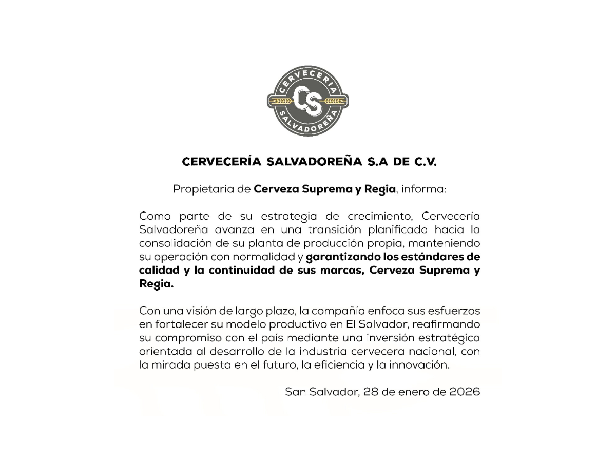 Cervecería Salvadoreña fortalece producción local y asegura continuidad de sus marcas Suprema y Regia