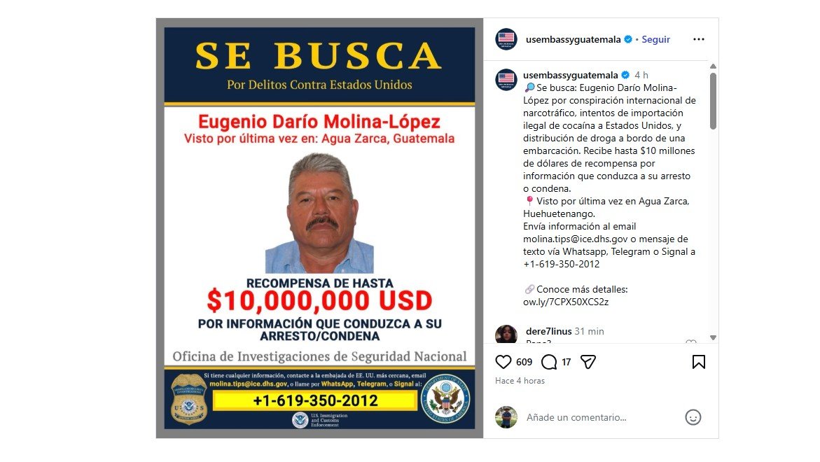 EE. UU. ofrece recompensa de hasta $10 millones por captura de presunto líder de Los Huistas en Guatemala