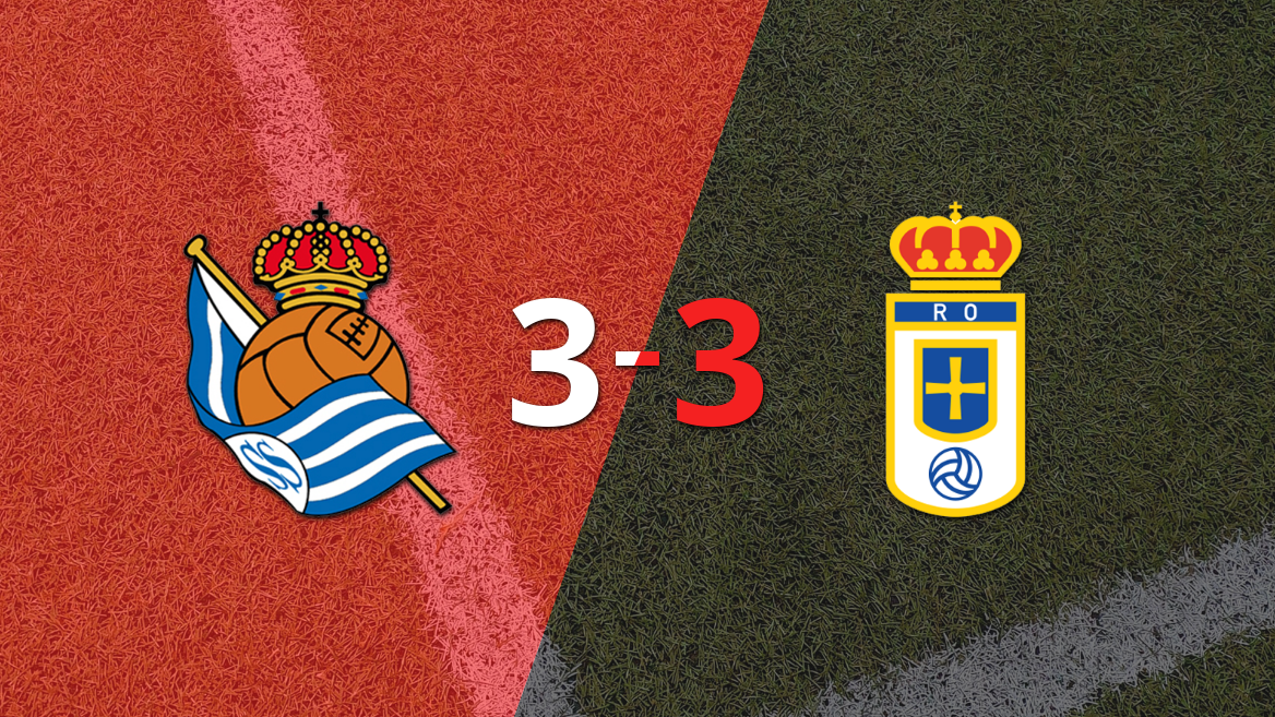 Real Oviedo y Real Sociedad empatan 3-3 en un vibrante partido de la Liga