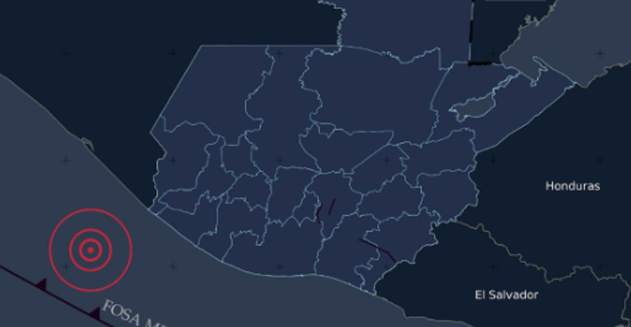 Temblor de magnitud 4.1 sacude Guatemala con epicentro en el océano Pacífico