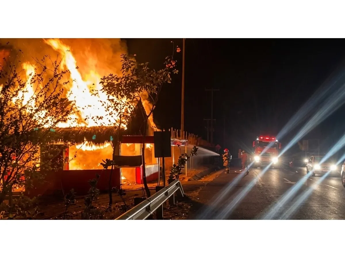 Autoridades investigan causas de incendio en restaurante del cantón Los Zacatillos, La Paz