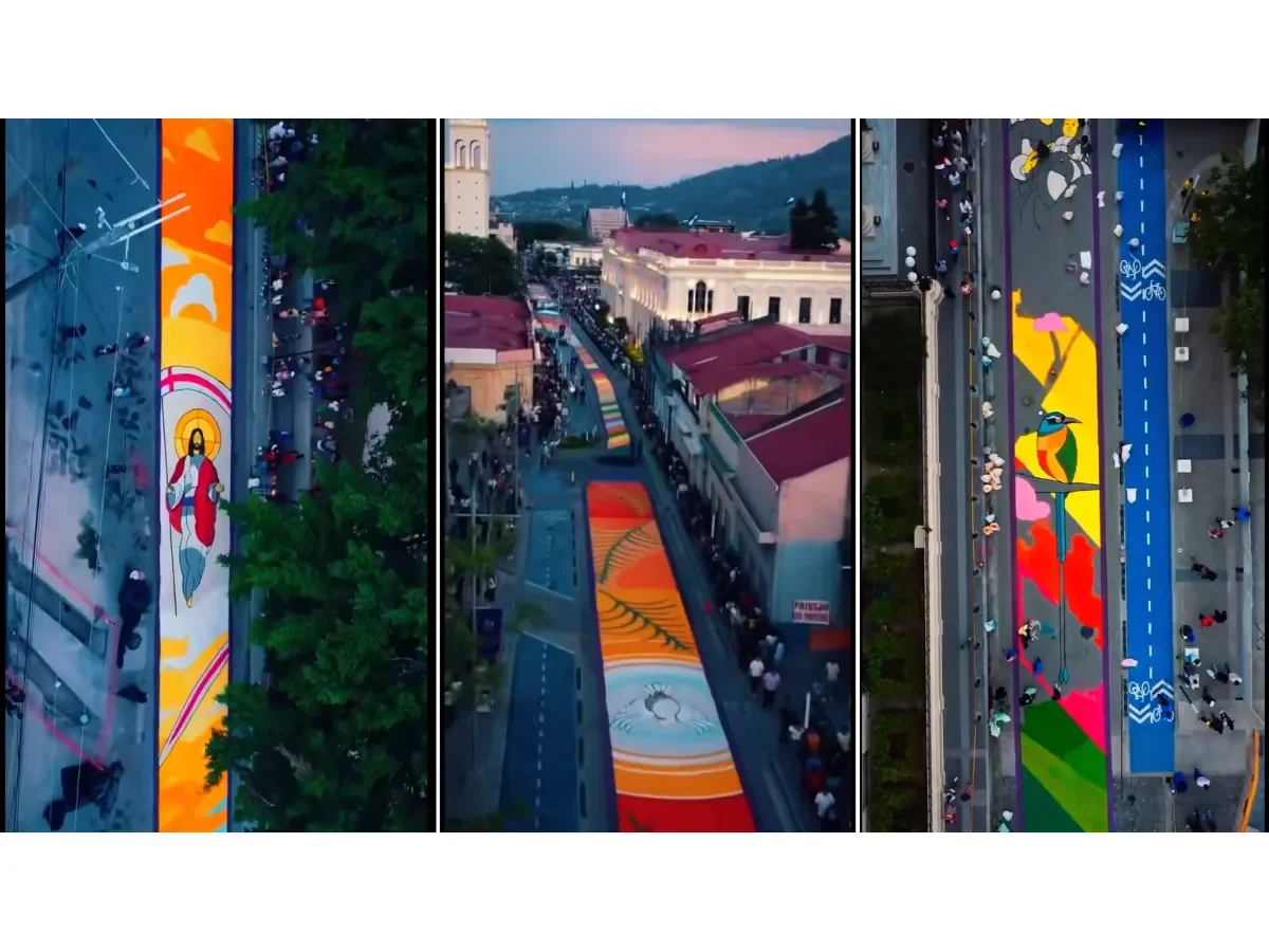 San Salvador prepara la alfombra de sal más grande de Centroamérica en Semana Santa