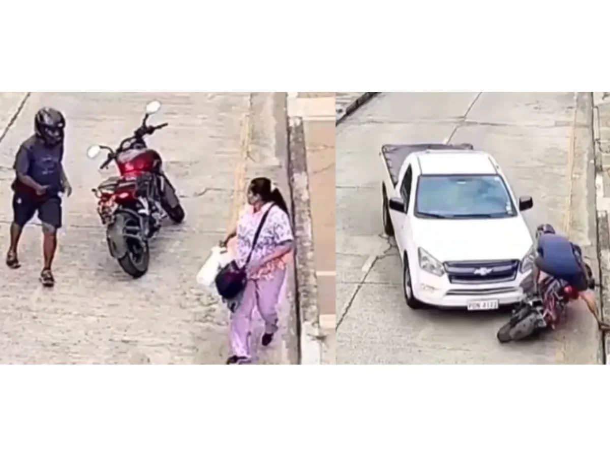 Camioneta frena intento de robo a mujer al embestir al delincuente en plena vía pública