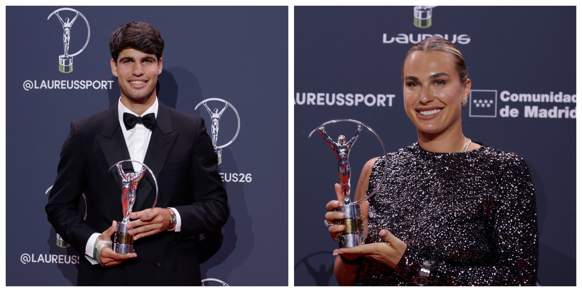 Carlos Alcaraz y Aryna Sabalenka destacan en los Premios Laureus 2026 en Madrid