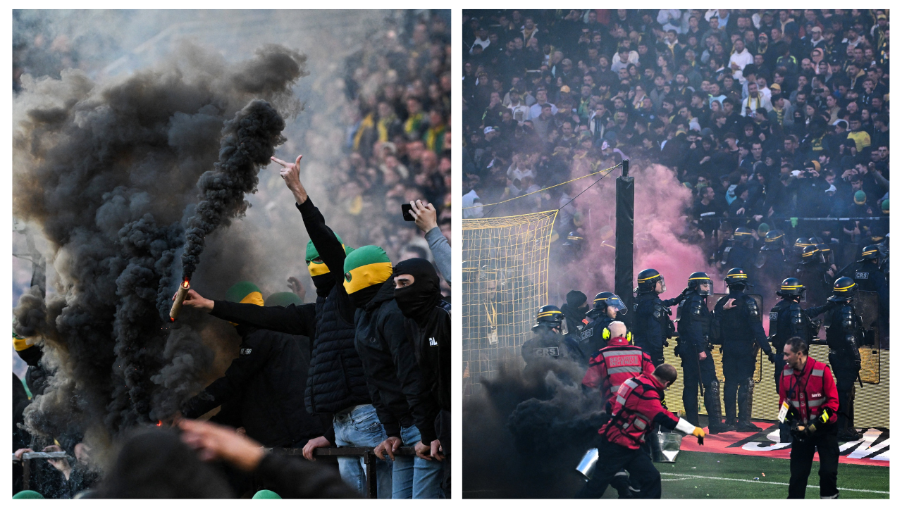 Caos en La Beaujoire: invasión y lanzamiento de bengalas tras descenso del Nantes
