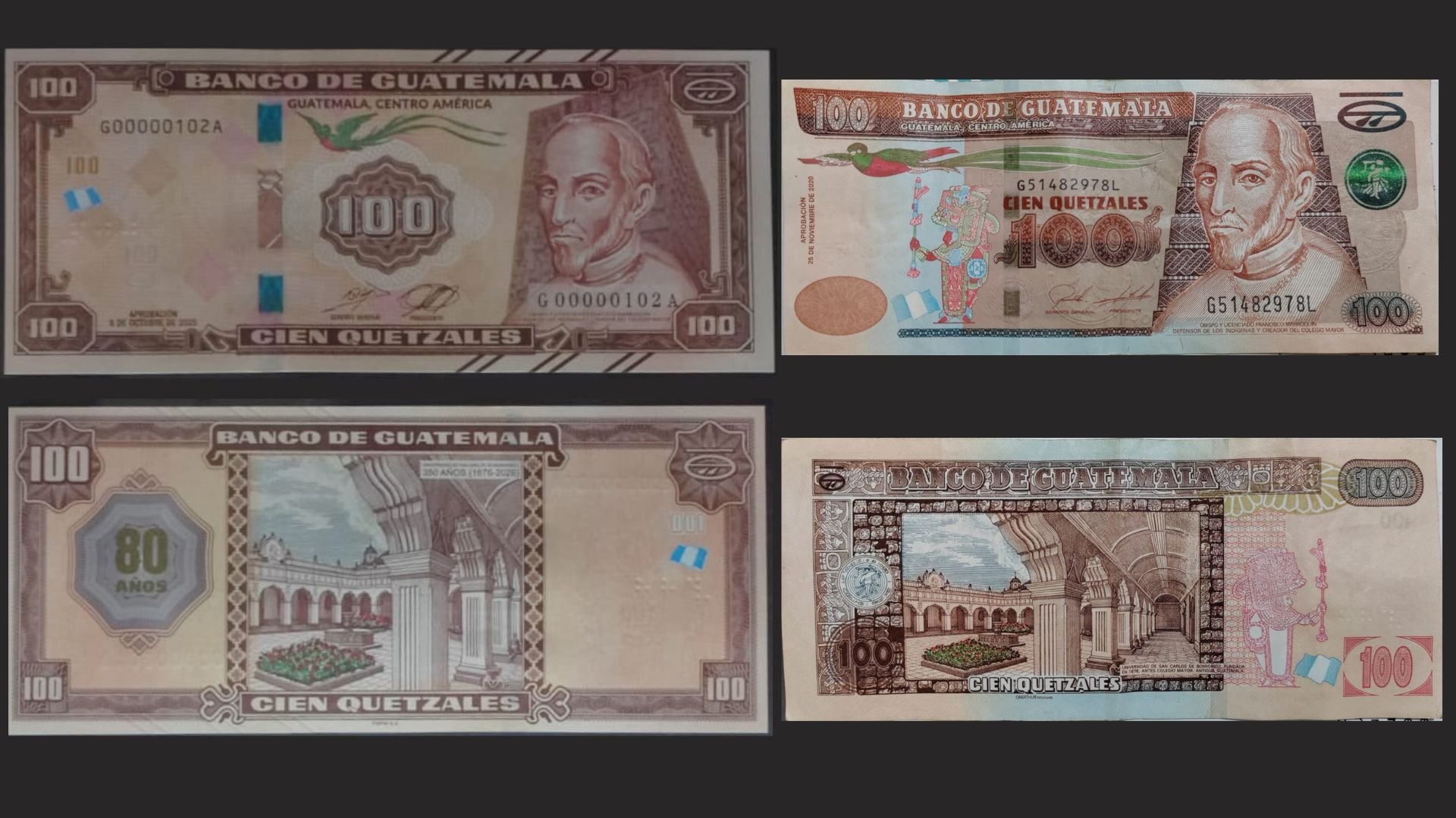 Guatemala lanza nuevo billete conmemorativo de Q100 por 80 años del Banco de Guatemala Guatemala lanza nuevo billete conmemorativo de Q100 por 80 años del Banco de Guatemala