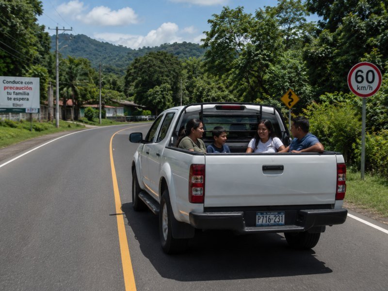 Regulaciones y medidas de seguridad para viajar en la parte trasera de un pick up en El Salvador Regulaciones y medidas de seguridad para viajar en la parte trasera de un pick up en El Salvador