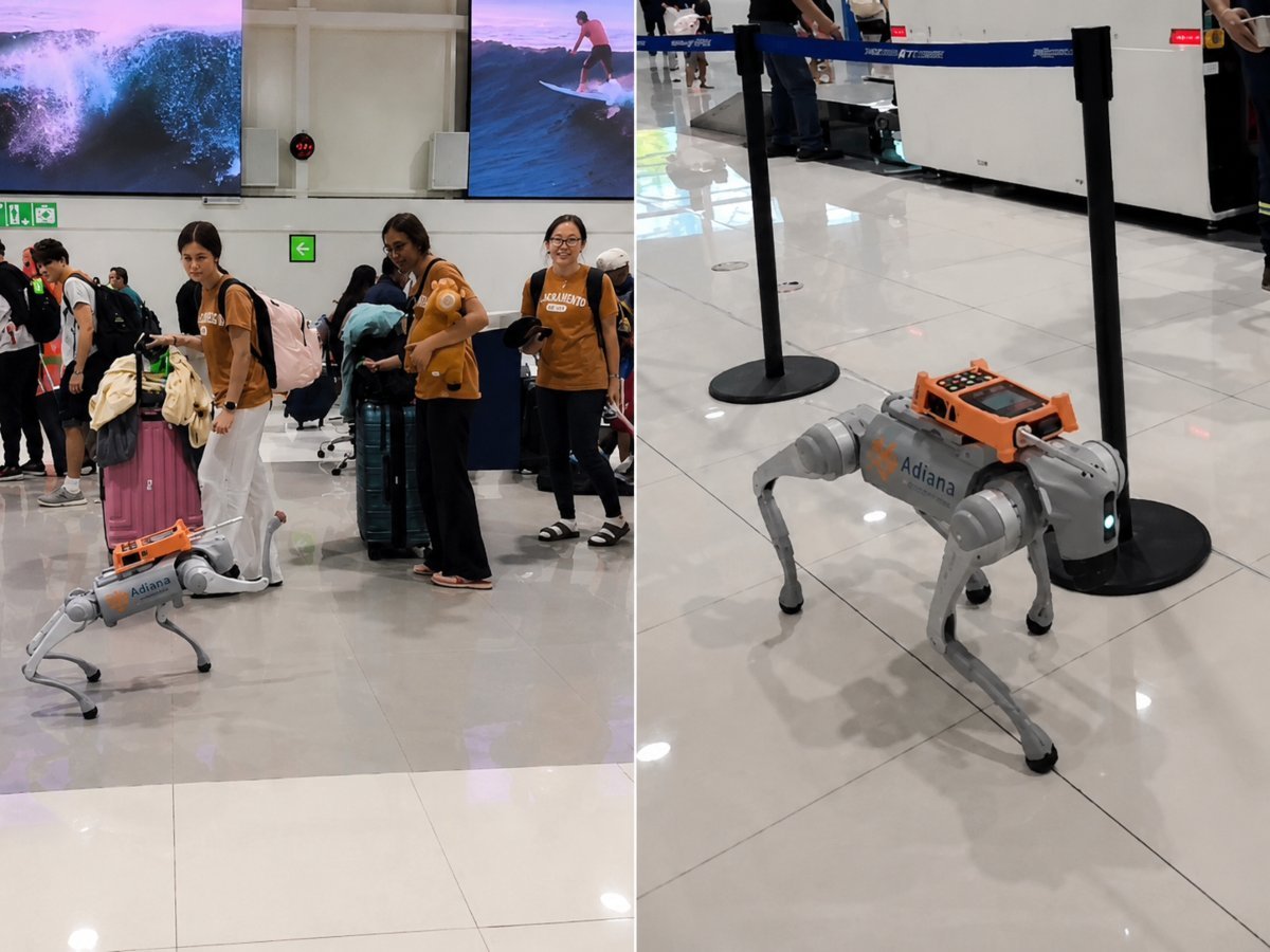 El perro robot que saluda y escanea a viajeros en el aeropuerto de El Salvador El perro robot que saluda y escanea a viajeros en el aeropuerto de El Salvador