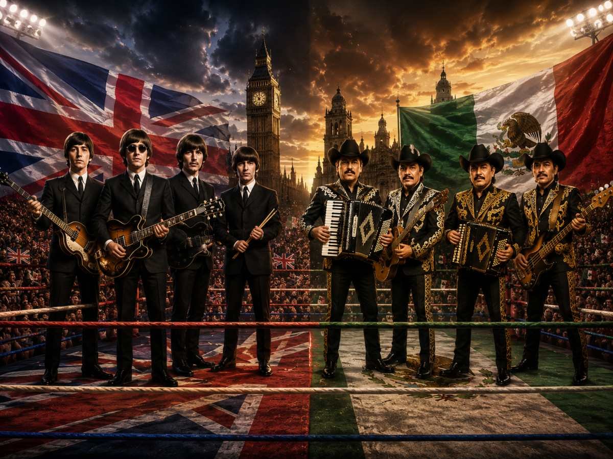 The Beatles vs Los Tigres del Norte: Memes del México-Inglaterra sustituyen las banderas por personajes de la culturar pop The Beatles vs Los Tigres del Norte: Memes del México-Inglaterra sustituyen las banderas por personajes de la culturar pop